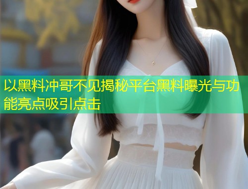 以黑料冲哥不见揭秘平台黑料曝光与功能亮点吸引点击  第1张