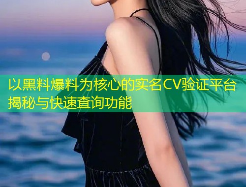 以黑料爆料为核心的实名CV验证平台揭秘与快速查询功能  第1张
